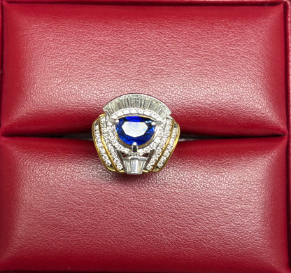 PT-900 SAPPHIRE RING total wgt 17.09 grms GGS Certified