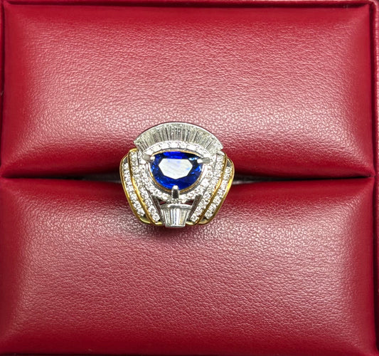 PT-900 SAPPHIRE RING total wgt 17.09 grms GGS Certified