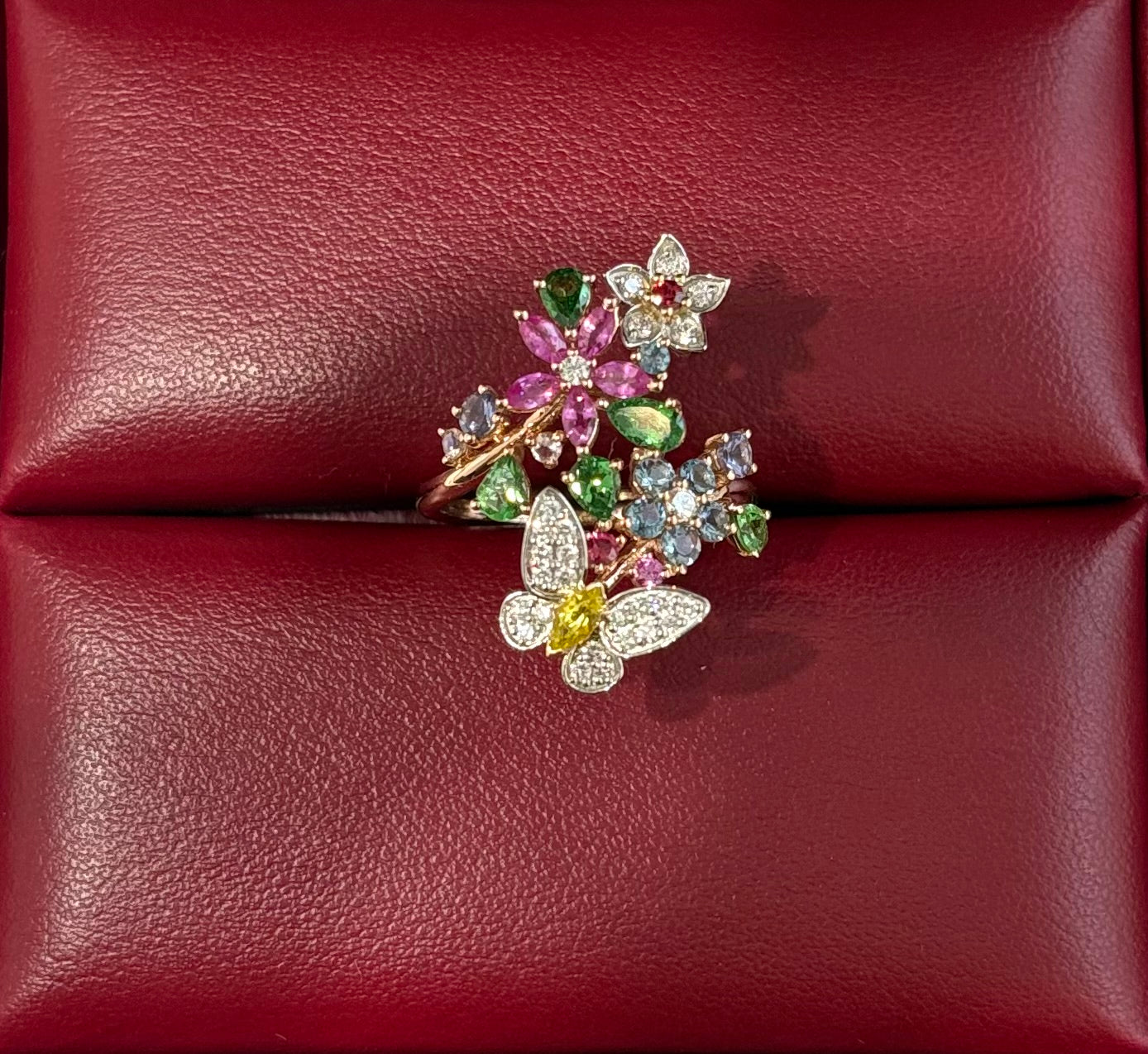 K 18 PT950 FLOWER RING total wgt 6.46 grms GGS Certified