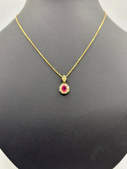 K 18 CHAIN & PENDANT  Ruby Total Wgt 4.92 grms