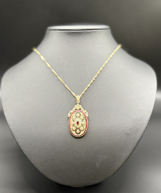 K 18 Ruby CHAIN & PENDANT Total Wgt - 14.60 Grms