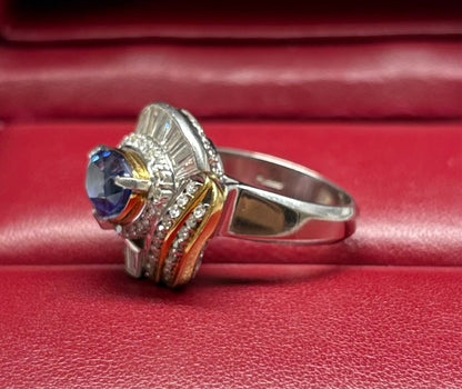 PT-900 SAPPHIRE RING total wgt 17.09 grms GGS Certified