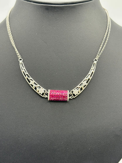 K18 WG RUBY NECKLACE Total Wgt - 13.18 Grms