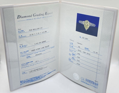 PT-950 2.015 PEAR RING total wgt 5.65 grms CGL Certificate