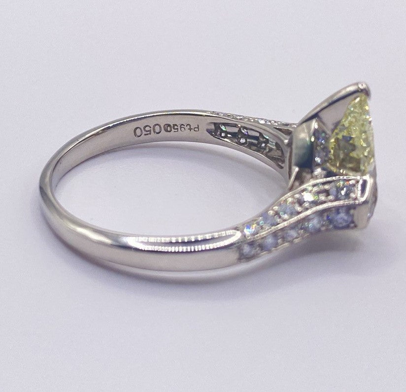 PT-950 2.015 PEAR RING total wgt 5.65 grms CGL Certificate