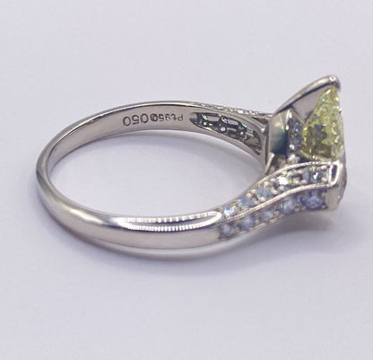PT-950 2.015 PEAR RING total wgt 5.65 grms CGL Certificate